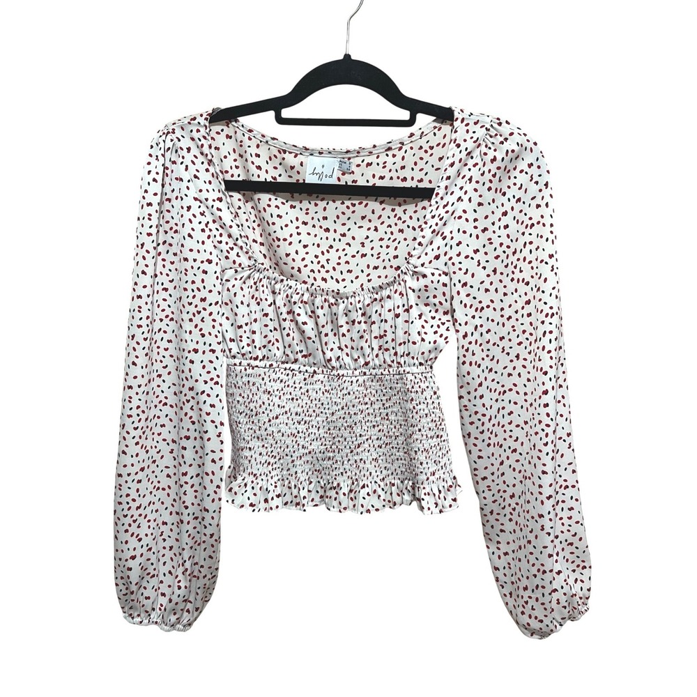 Princess Polly Melvin‎ Dotted Balloon Sleeve Smocked Blouse Size 4-Coquette Girl
